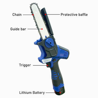 Electric Mini Chainsaw 6 Inch Cordless Tree Pruner Brushless Battery Powered Garden Tool