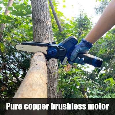 Rechargeable Cordless Brushless Mini Chainsaw 6 Inch Battery Operated for Garden Pruning