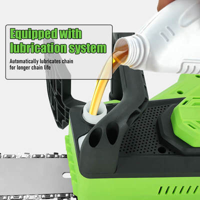 Powerful 12 Inch Electric Chainsaw with Automatic Lubrication and High-Efficiency Brushless Motor